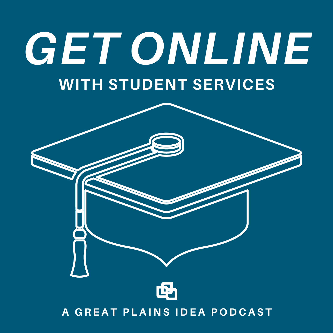 Blue logo with graduation cap that reads Get Online with Student Services